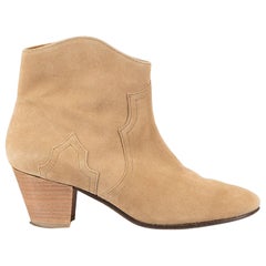 Used Isabel Marant Etoile Beige Suede Ankle Boots Size IT 39