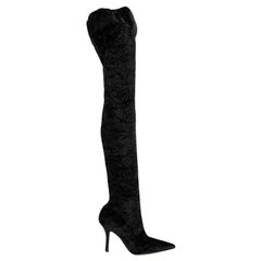 Paris Texas Black Velvet Mama Over The Knee Boots Size IT 41