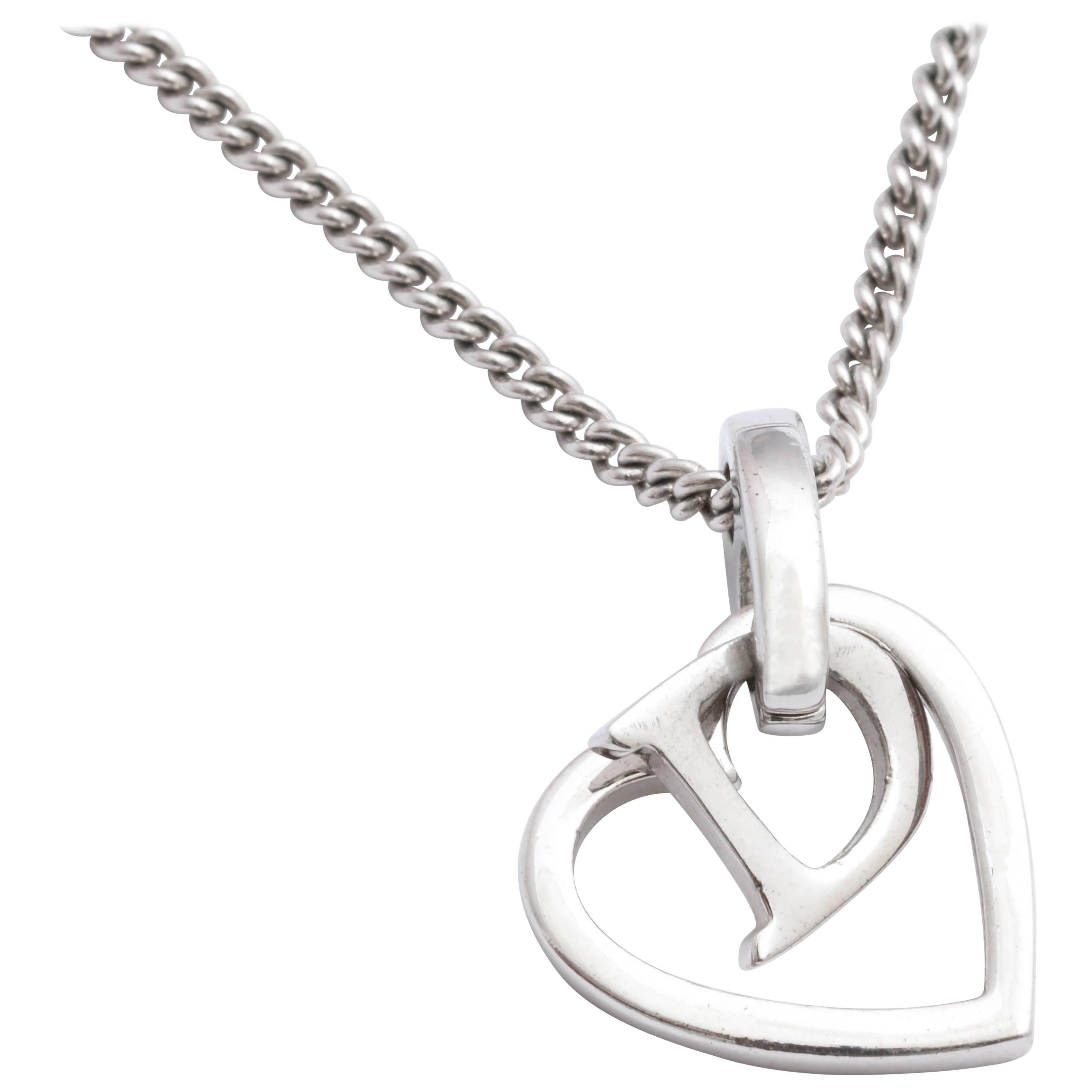 Christian Dior by John Galliano Heart and Logo Necklace  For Sale