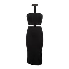 Black Strapless Cut Out with Collar Mini Dress Size XXS