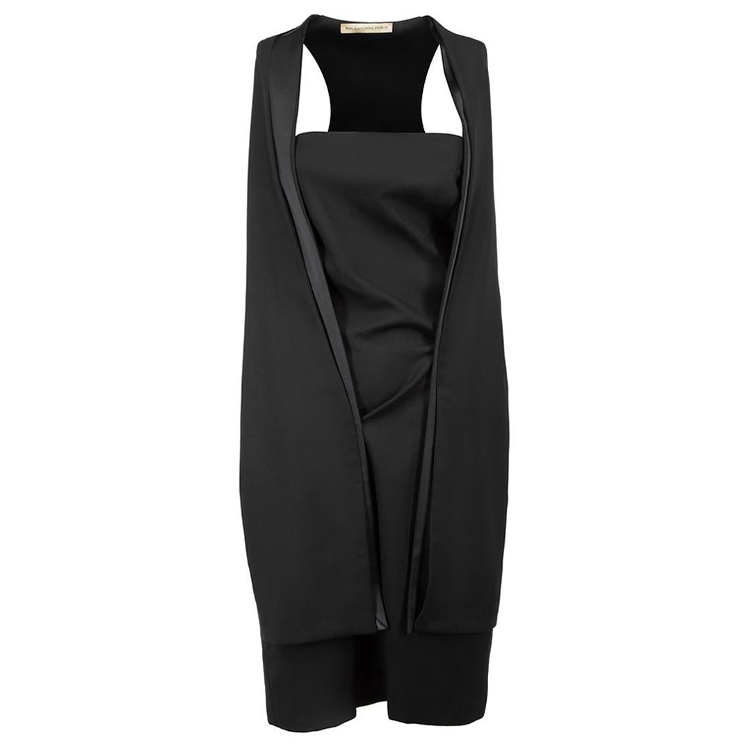 Balenciaga Black Wool Sleeveless Body-con Dress Size L For Sale