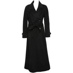 Chanel Black Cashmere Belted Coat 1996