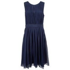 Diane von Furstenberg - Vestito midi con volant in seta blu Taglia XXL