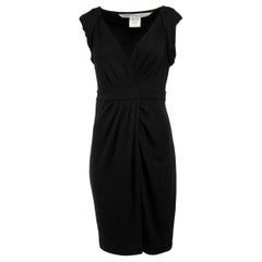 Used Diane von Furstenberg Black Wool Sleeveless Wrap Dress Size L