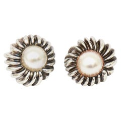 Vintage Tiffany and Co. Sterling Silver and Mabe Pearl Lever Back Earrings