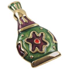 Givenchy Paris Signed Pin Brooch Huge Gilt Bottle Colorful Enamel 8