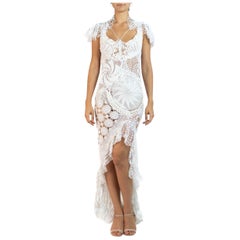 Morphew Collection - Robe longue vintage en coton crocheté blanc en forme de doily