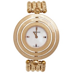 Versace Mother of Pearl Rose Gold Plated Stainless Steel Eon 80Q Women's