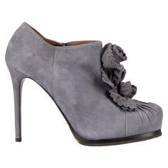 Tabitha Simmons Grey Suede Ruched Accent Ankle Boots Size IT 39.5