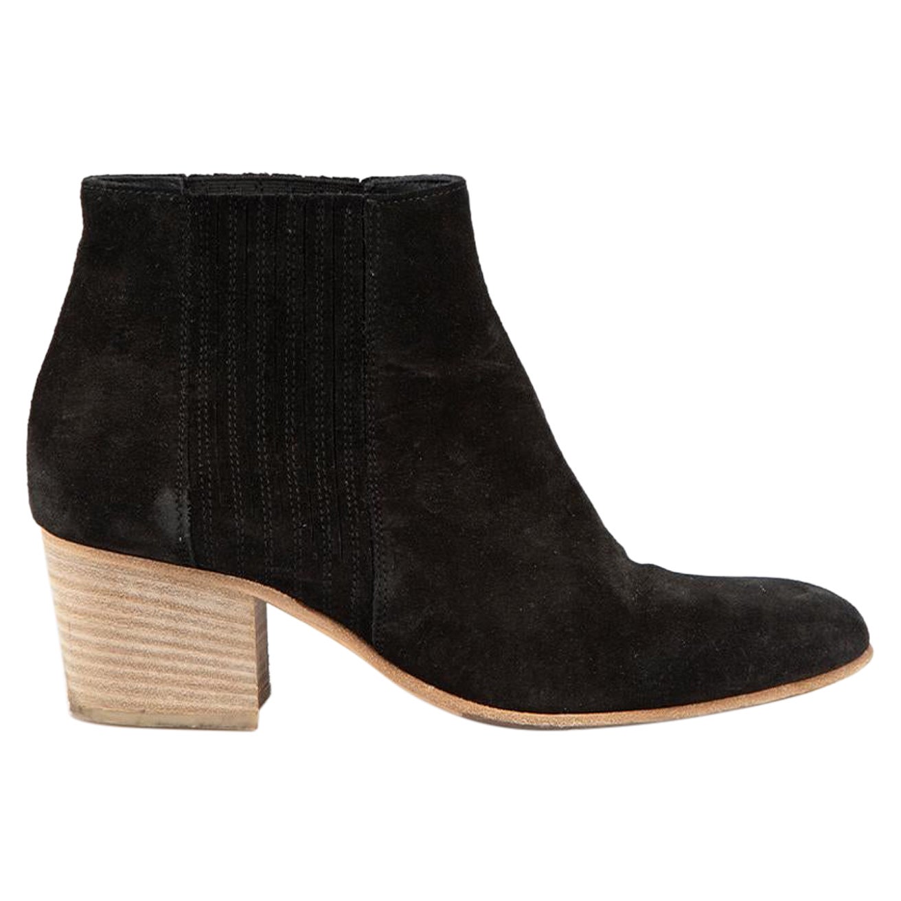 Vince Black Suede Block Heeled Ankle Boots Size EU 38 For Sale
