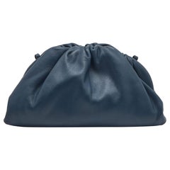 Bottega Veneta Dark Blue Leather Mini The Pouch Bag