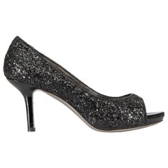 Miu Miu Black Glitter Open Toe Heels Size IT 36