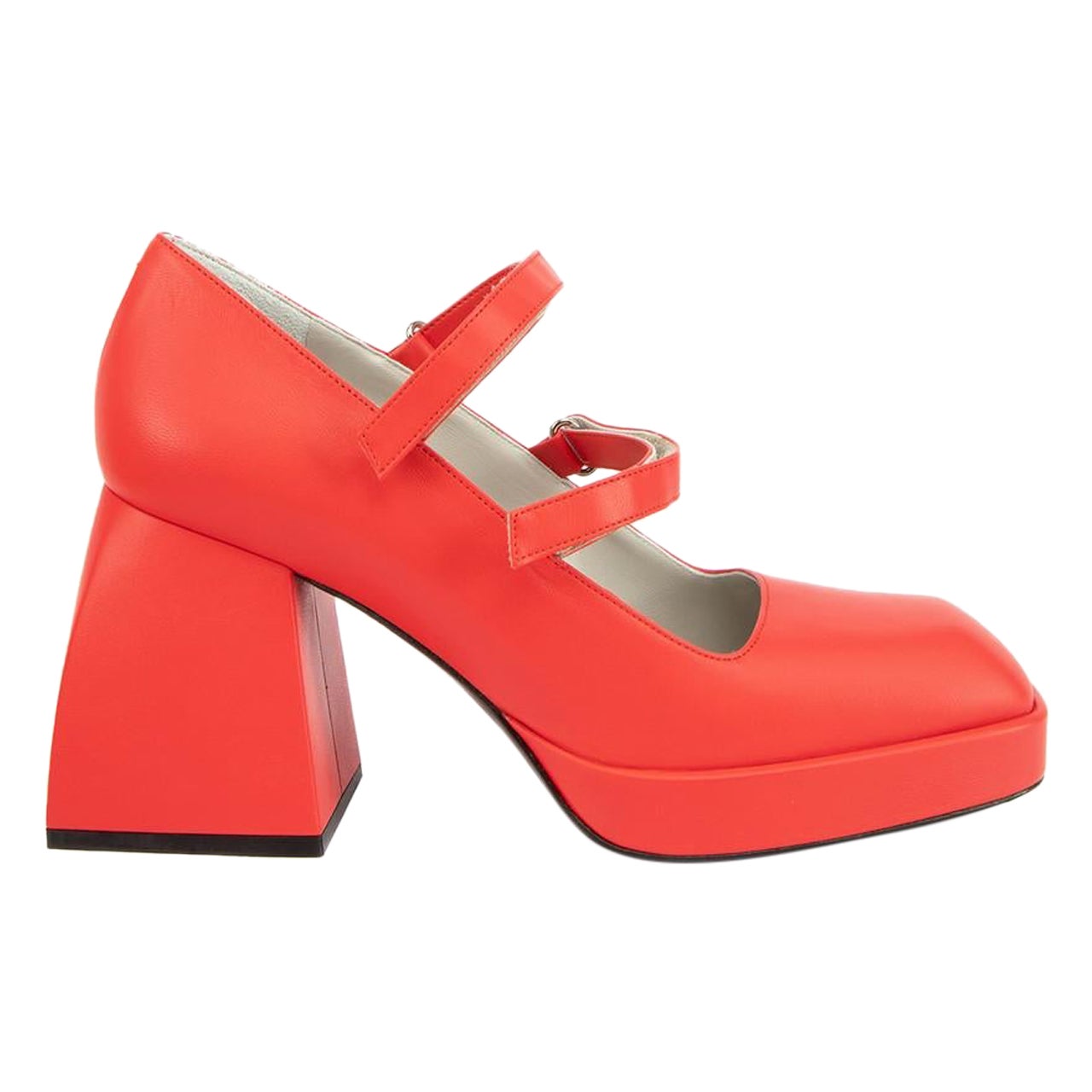 Blood Orange Bulla Babies Leather Mary Jane Heels Size UK 8 For Sale at