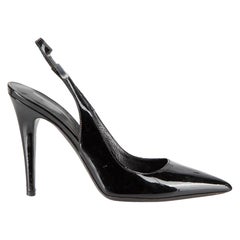 Tamara Mellon Black Patent Leather Pointed Toe Slingback Heels Size IT 37