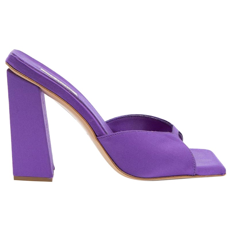Gia Borghini Purple Satin Square Toe Mules Size IT 35 For Sale