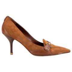 Gucci Brown Suede Horsebit Accent Pumps Size IT 36