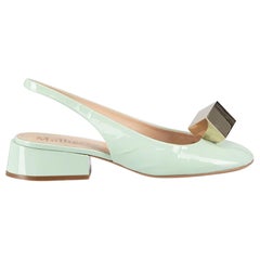 Mulberry Light Jade Patent Leather Jewell Detail Sling Back 30 Pumps Taglia IT 36