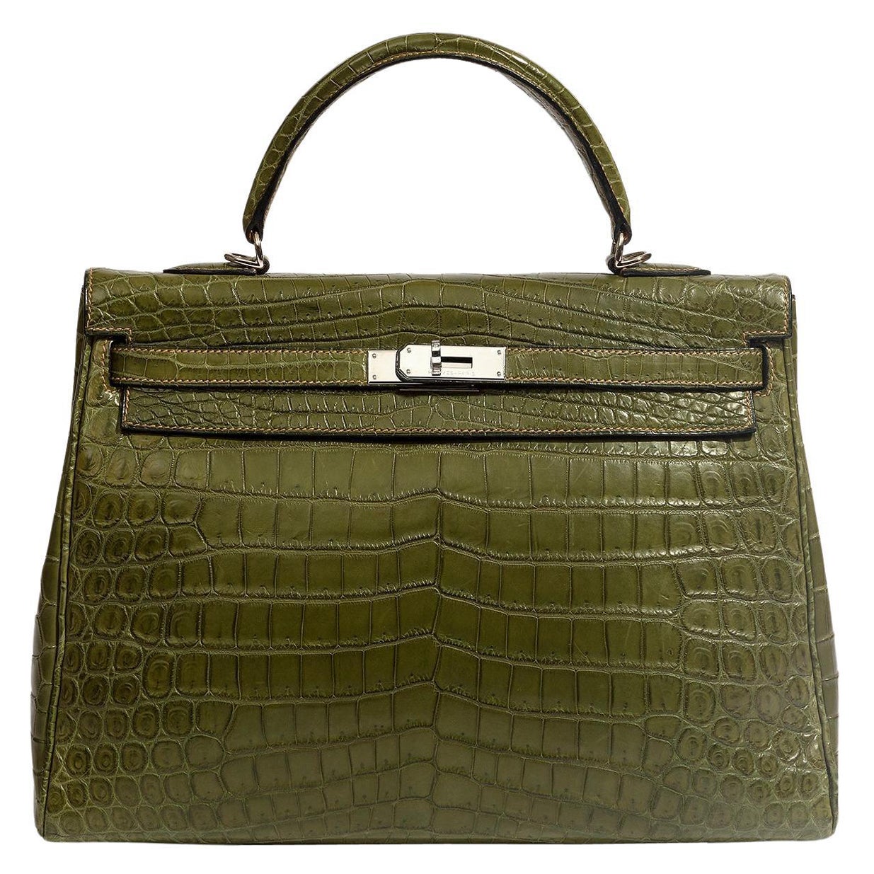 Hermès Kelly 35 Green Niloticus PHW For Sale