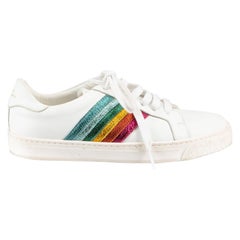 Anya Hindmarch White Leather Rainbow Stripe Trainers Size IT 36
