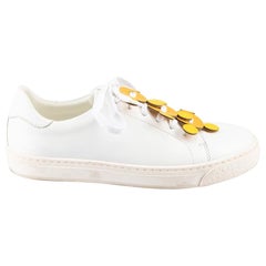 Anya Hindmarch White Leather Apex Yellow Dot Detail Trainers Size IT 36