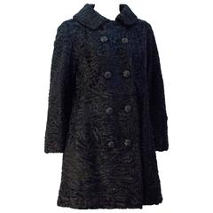 60s Black Broadtail Double Breasted Coat 1