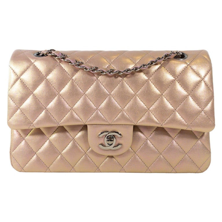 Chanel Pink Iridescent Medium Flap SHW For Sale at 1stDibs