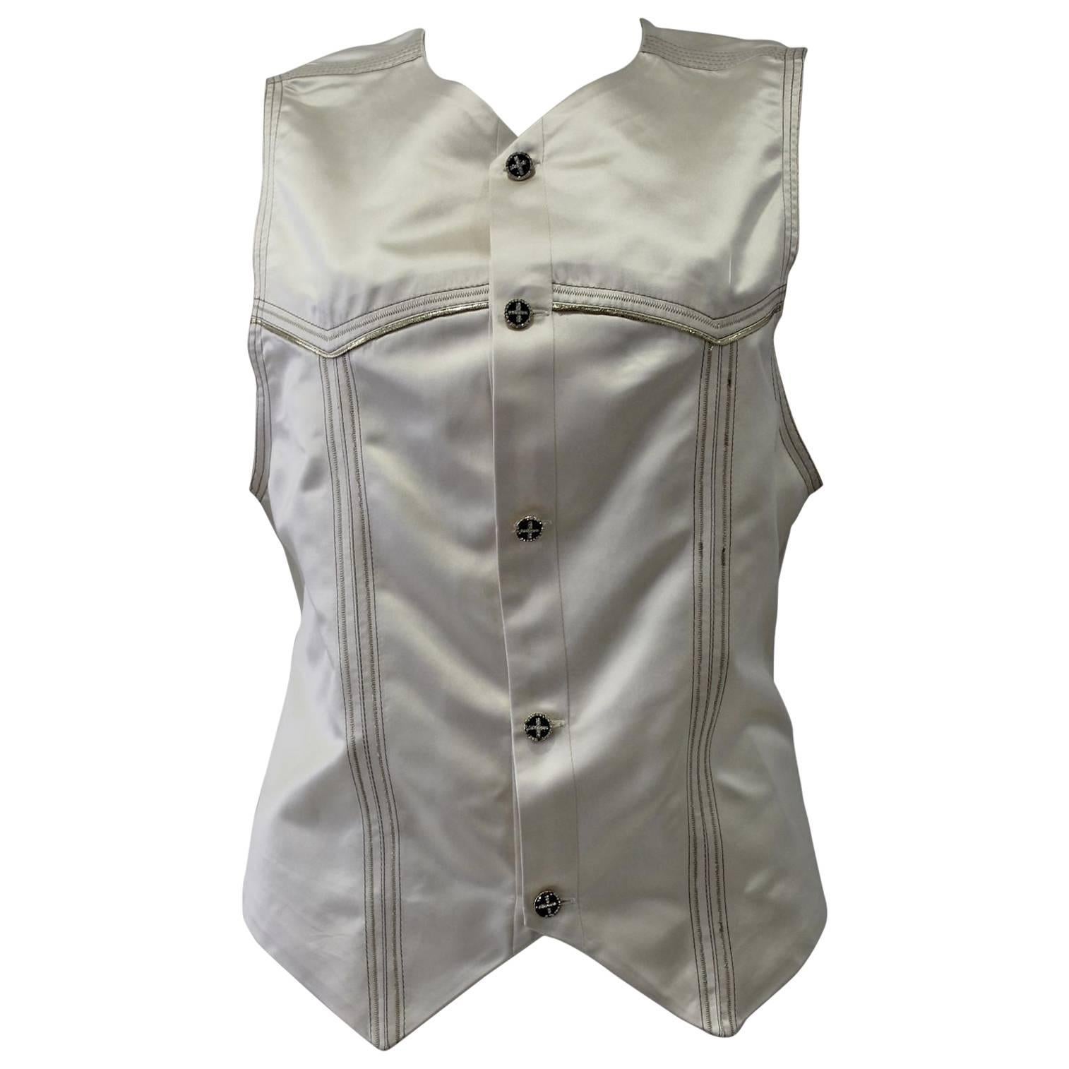 Very Rare Gianni Versace Silk Embroidered Evening Waistcoat Vest Fall 1992 For Sale
