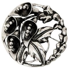 40s Sterling Silver 3-D Lilly Brooch 6