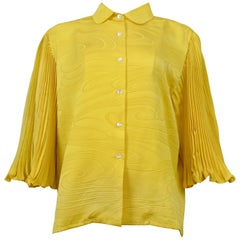 Vintage Pierre Cardin Couture Yellow Pleated Blouse