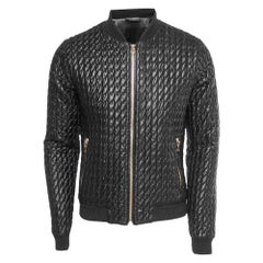 Dolce & Gabbana Black Quilted Nylon Zip Front Bomber Jacket L