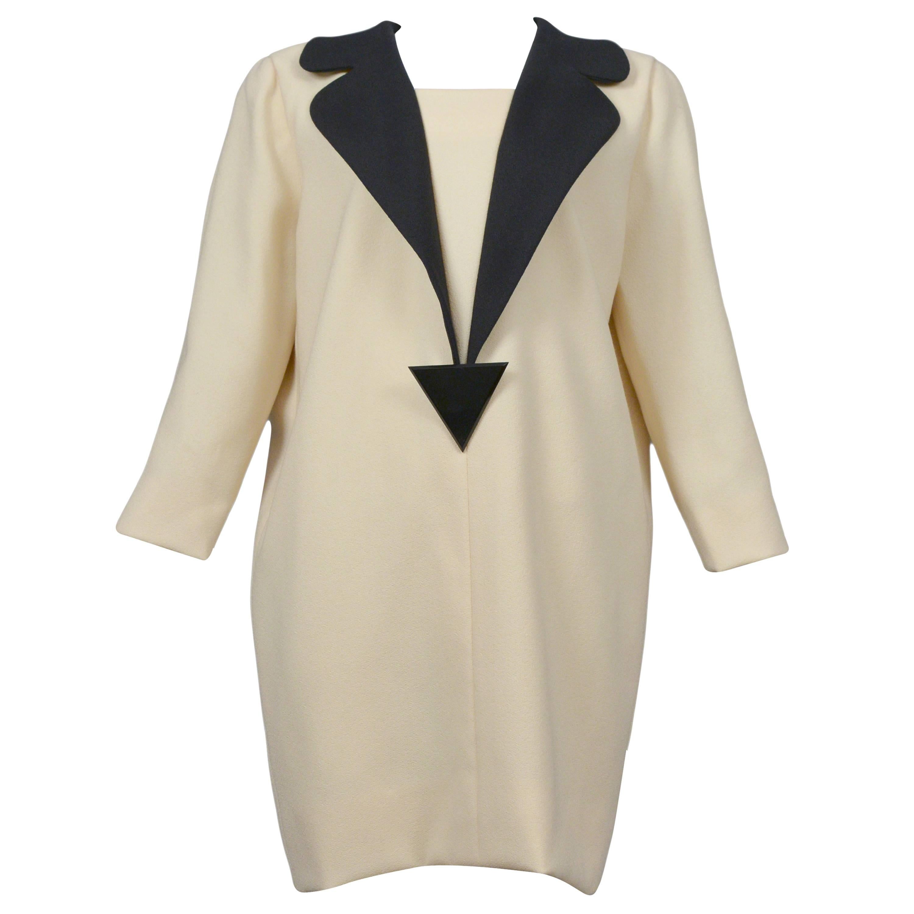 Pierre Cardin Couture Cream Wool Dress For Sale