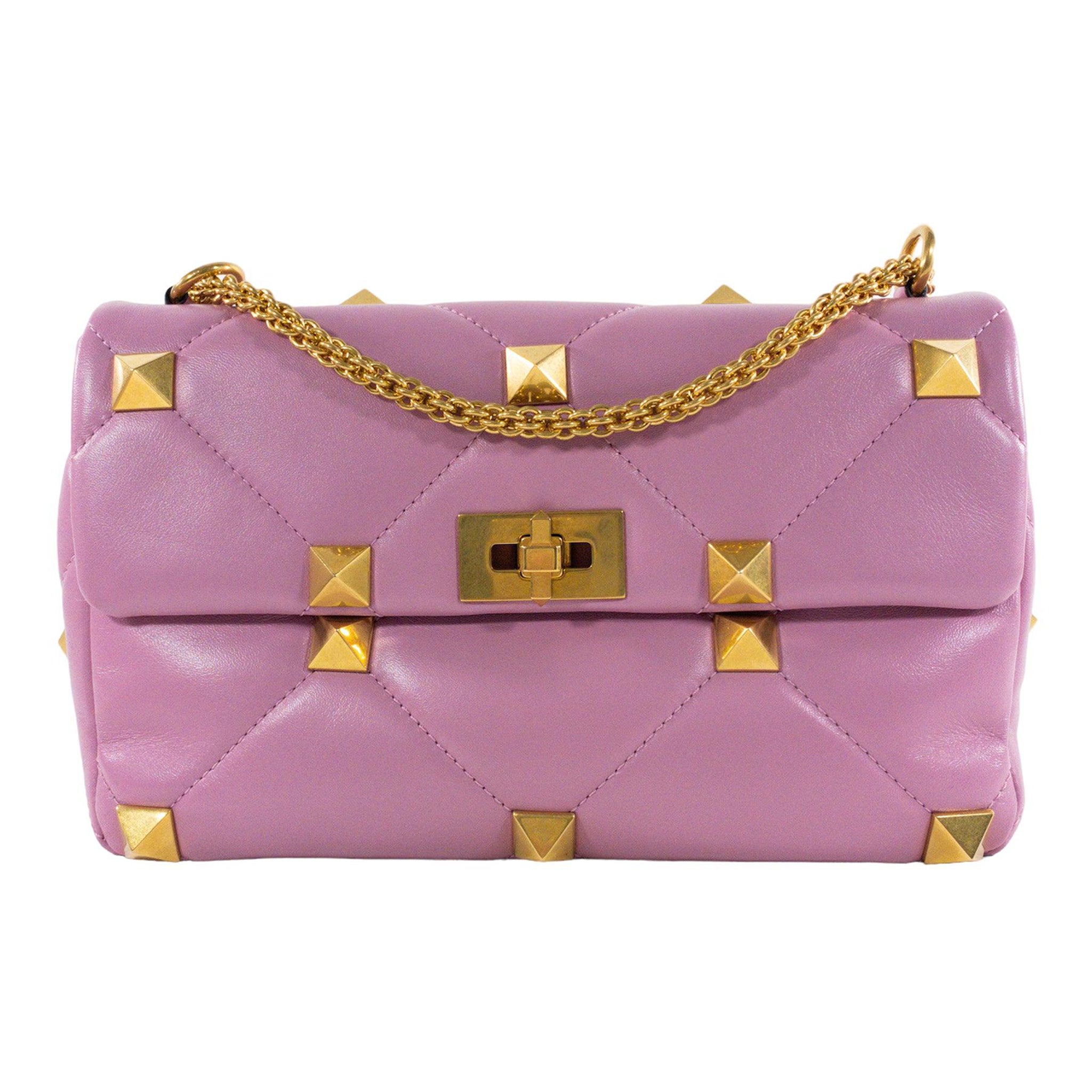 Valentino Pink Large Roman Stud Flap  For Sale