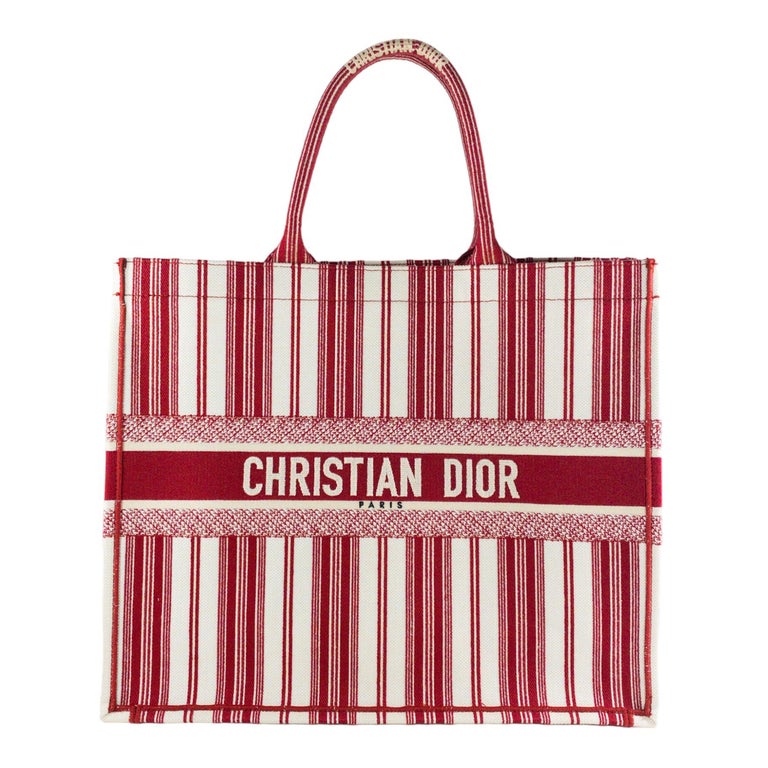 CHRISTIAN DIOR BOOK TOTE LIMITED EDITION, EMBROIDERED COTTON Bag Large  Size, New