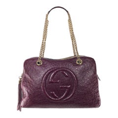 Gucci Burgundy Ostrich Soho Bowling Bag