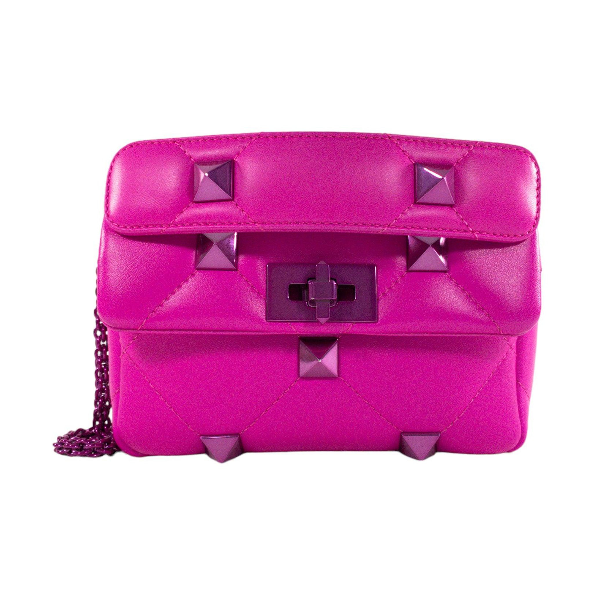 Valentino Fluo Pink Small Roman Stud Flap  For Sale