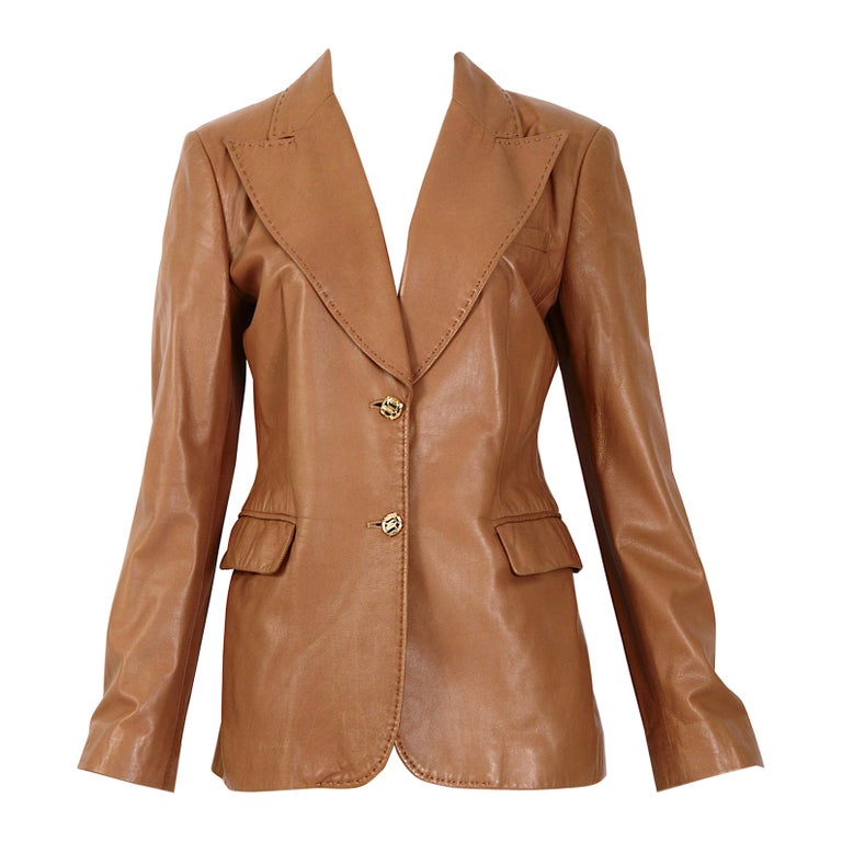 Vintage 1990s Gianni Versace timeless soft leather tailored jacket 