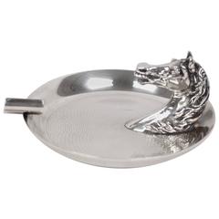 HERMES PARIS Vintage Silver Plated HORSE HEAD Equestrian ASHTRAY 