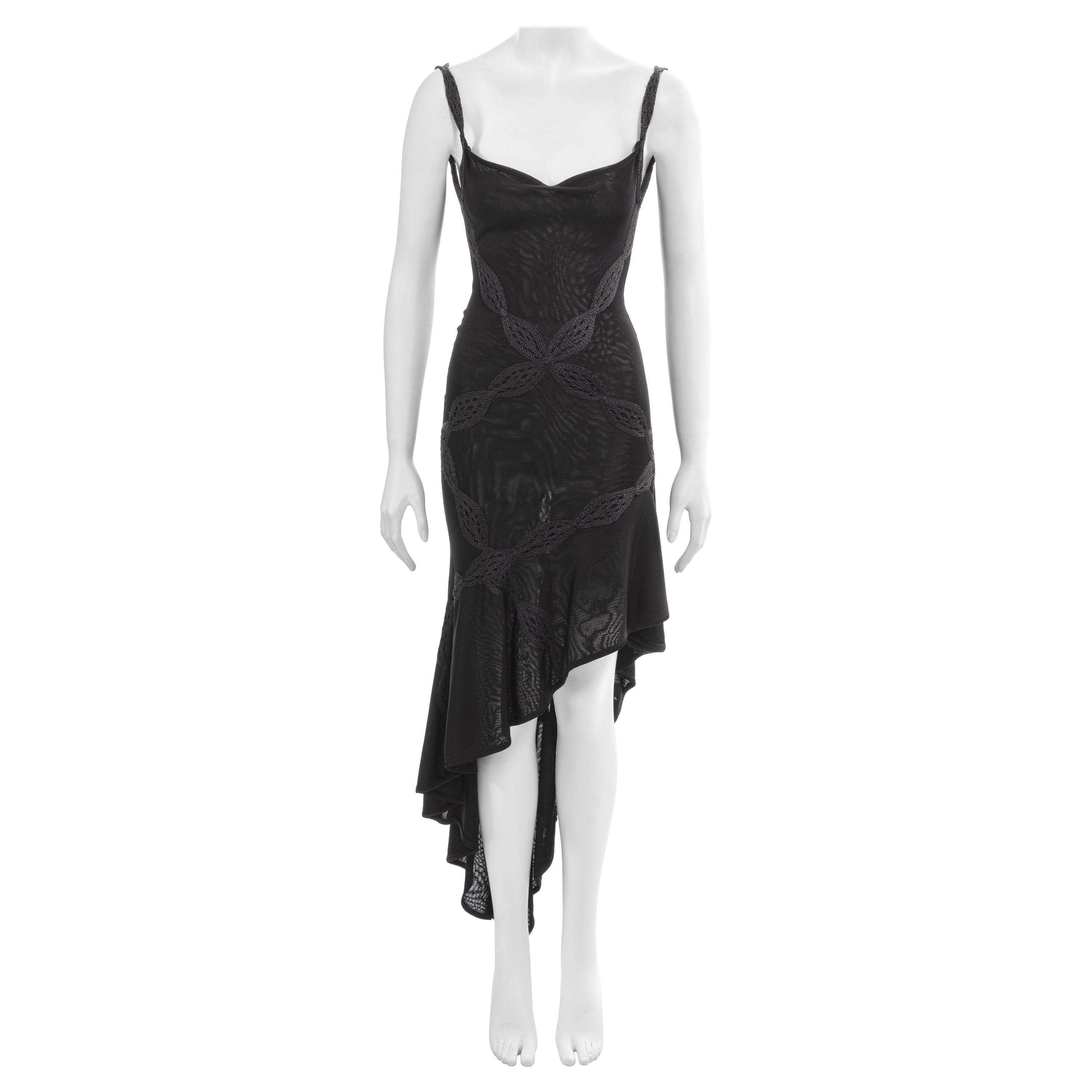 Christian Dior by John Galliano black embroidered knit evening dress, ss 2001 For Sale
