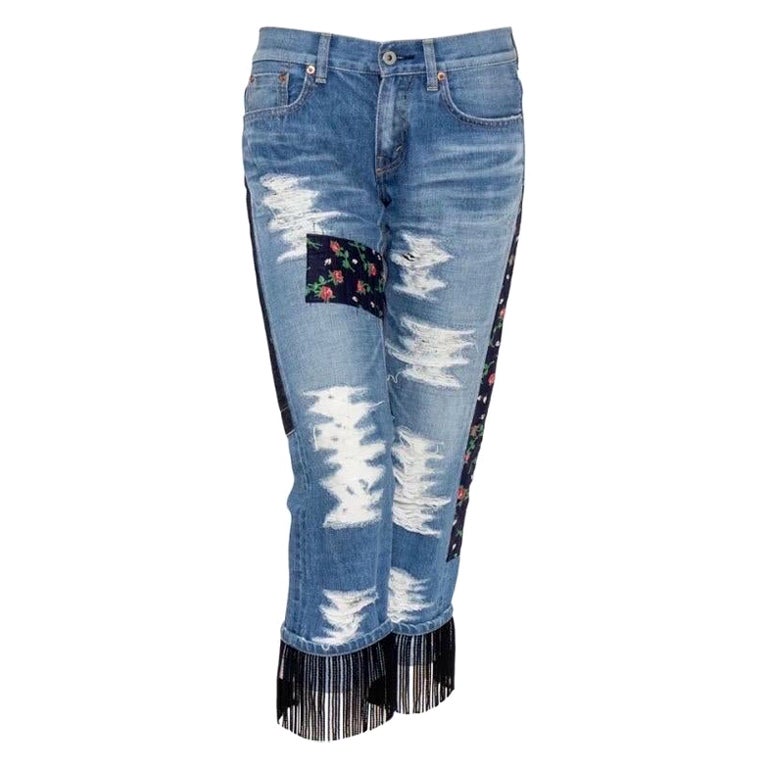 Junya Watanabe Comme des Garçon Fringed Patchwork Jeans 2014 For Sale