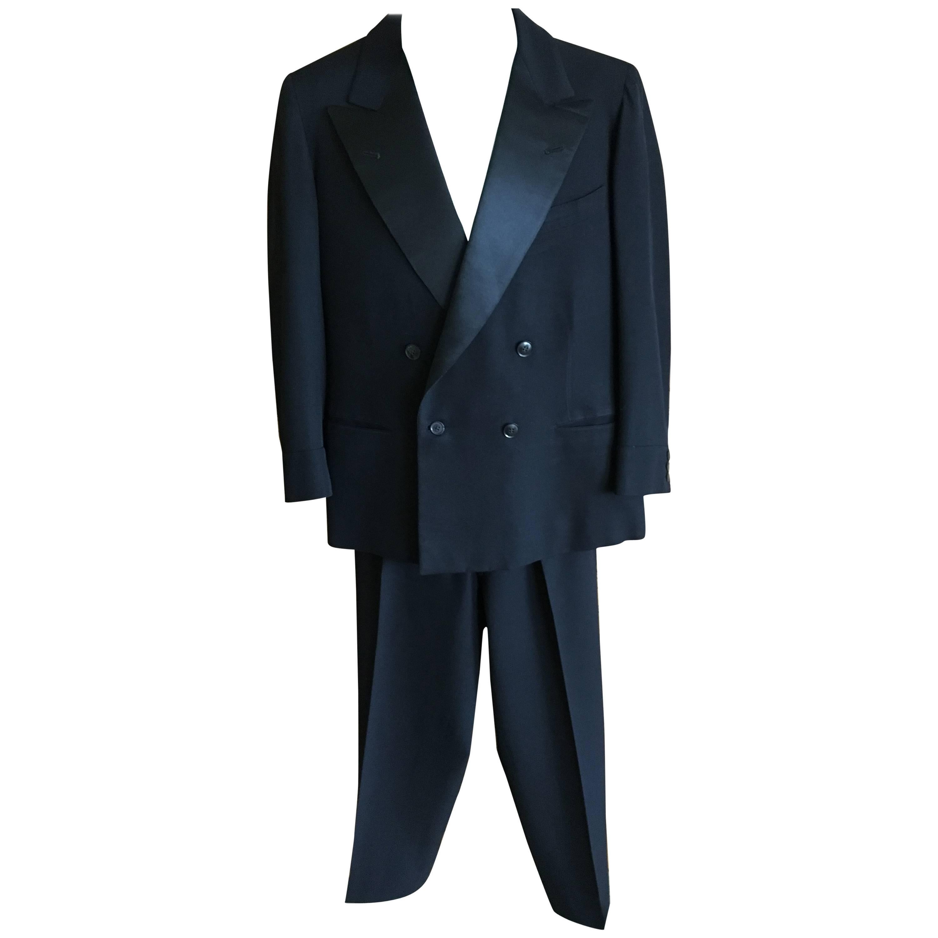1936 Gentleman's Peak Satin Lapel Tuxedo from Society Tailor F.L. Dunne & Co. NY For Sale