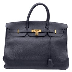 Hermes Noir Cuir Togo Birkin 40 Top Handle Bag Satchel Handbag