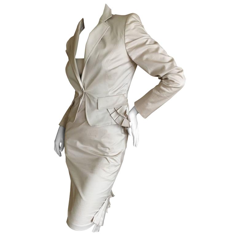 Gucci By Tom Ford Dress And Jacket With Fan Tail Pleating