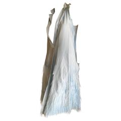 Bottega Veneta Pale Turquoise Feathered Silk Dress by Tomas Maier