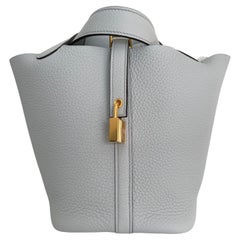 Hermes Picotin Mini Lock Bag  18cm Bleu pâle Quincaillerie or 