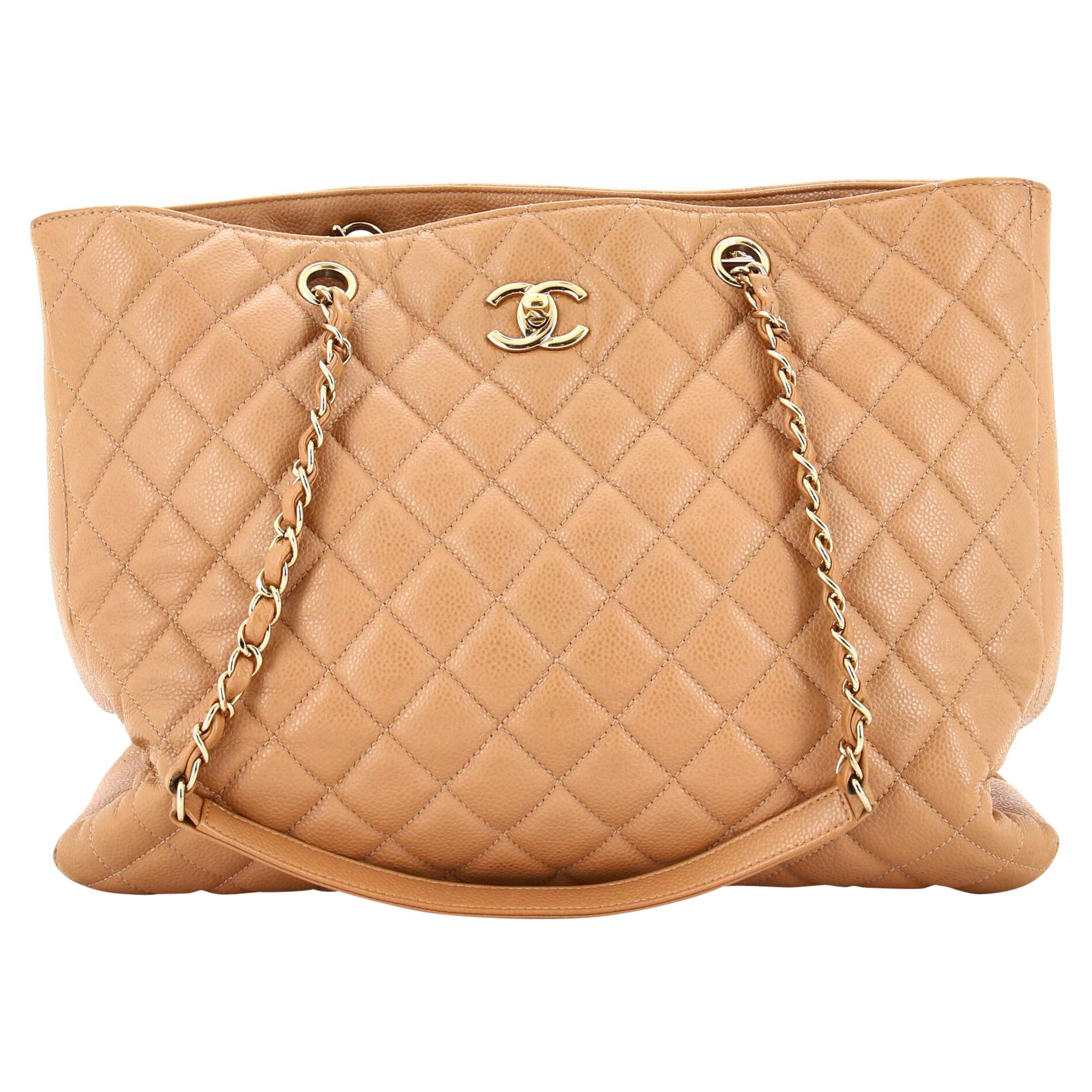 Chanel CC Box Shopping Tote Quilted Caviar Small at 1stDibs
