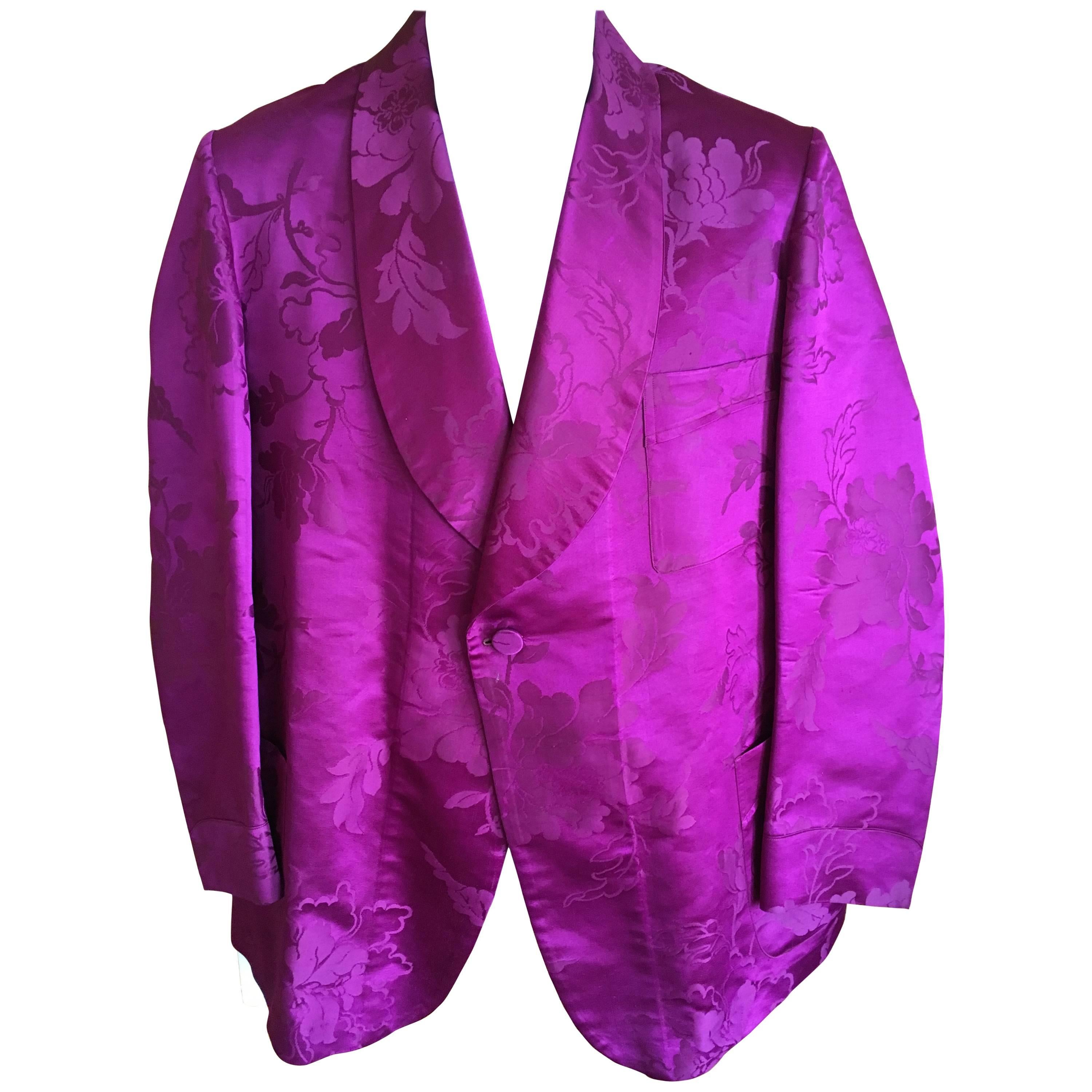 Sulka 1950's Sublime Unlined Purple Silk Evening Jacket For Sale