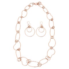 Retro Ippolita Rose Gold Over Sterling Silver Loop Necklace With Earrings