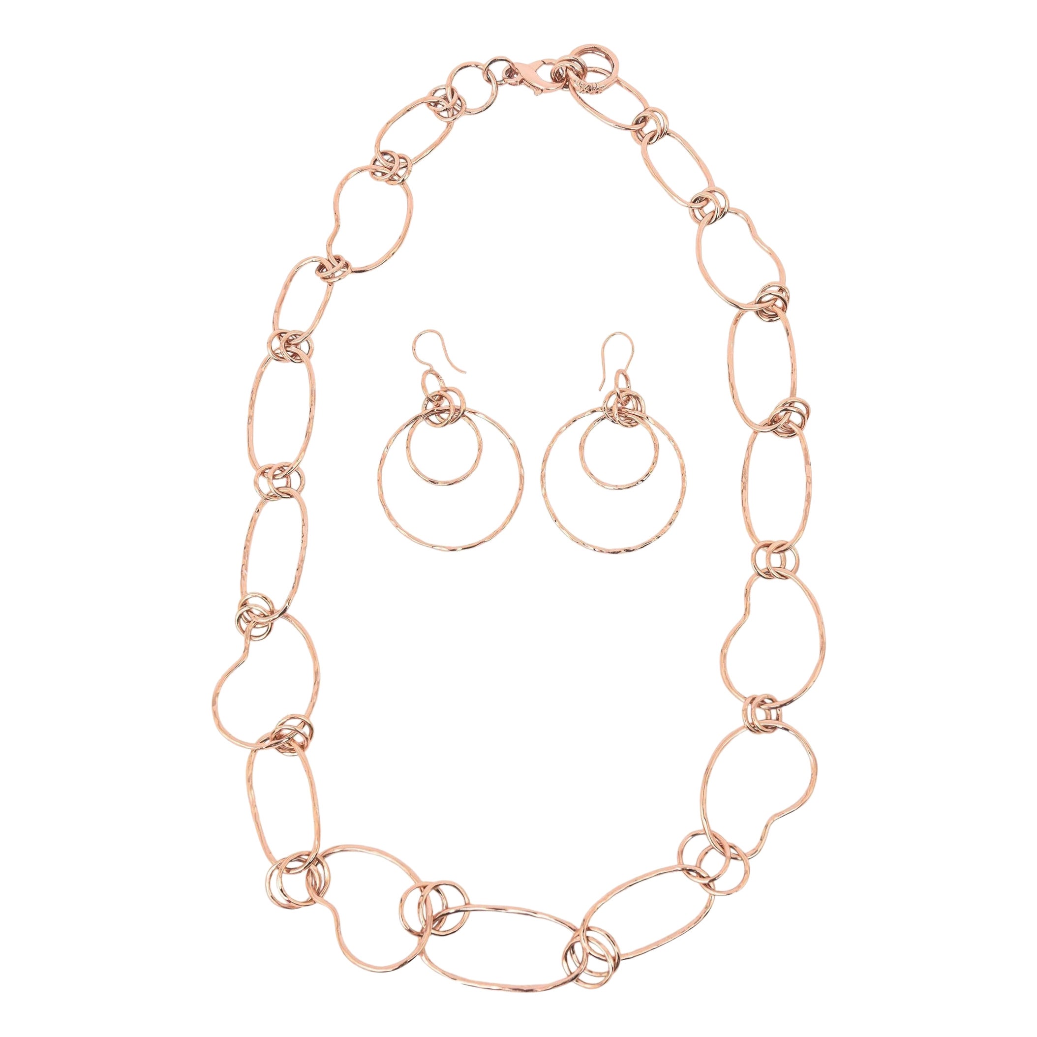 Ippolita Collier vintage en or rose sur argent sterling avec boucles d'oreilles