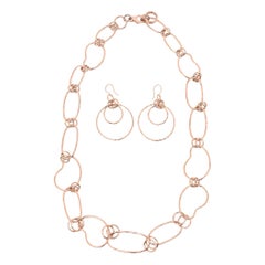 Vintage Ippolita Rose Gold Over Sterling Silver Loop Necklace With Earrings