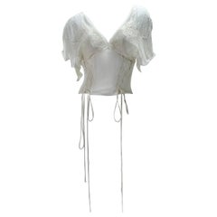 Vintage La Perla Rib Knit Lace Up Bustier Top